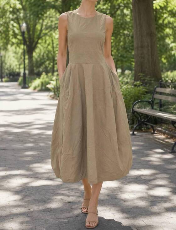 PINCH Dresses & Skirts - NEW PINCH solid wide midi dress in khaki